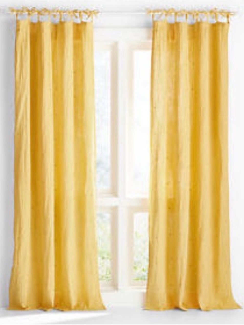 (2) NWT Crate&Kids Aldrin Organic Cotton Star Sheer Curtain Panel - Yellow